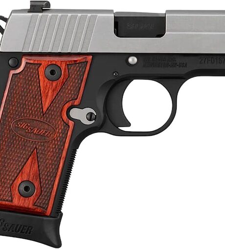 Sig Sauer P238 Two-Tone 380 ACP Pistol 2.7" Barrel 7+1 Round Stainless Slide Rosewood Grip Black Frame