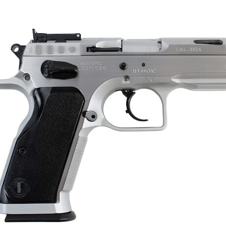 Tanfoglio Stock Master 9mm Luger Pistol 4.75" Barrel 17+1 Round Chrome Slide Black Grip Chrome Frame