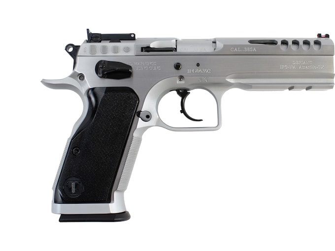 Tanfoglio Stock Master 9mm Luger Pistol 4.75" Barrel 17+1 Round Chrome Slide Black Grip Chrome Frame