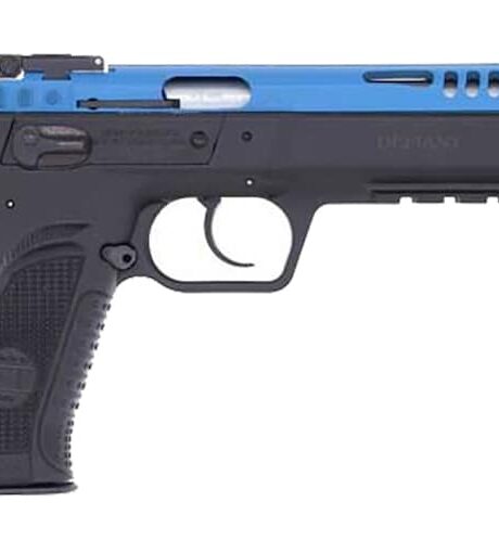 Tanfoglio Force 22LR Pistol 4.9" Threaded Barrel 10+1 Round Blue Slide Black Grip Black Frame