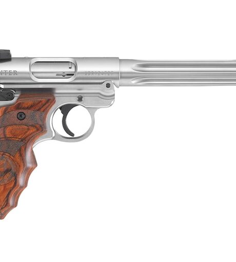 Ruger Mark IV Target 22LR Pistol 5.5" Barrel 10+1 Round Black Grip Stainless Frame Fluted Barrel