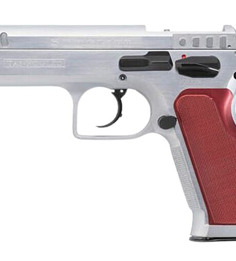 Tanfoglio Stock II Optics Ready 10mm Auto Pistol 4.45" Barrel 17+1 Round Stainless Slide Red Grip Stainless Frame