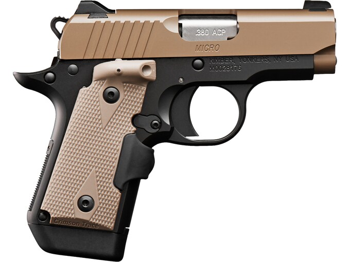 Kimber Micro 380 ACP Pistol 2.75" Barrel 7+1 Round Matte Black Slide Black/Tan Grip Desert Tan Frame Crimson Trace Laser