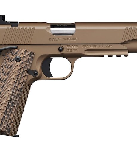 Kimber Desert Warrior TFS 45 ACP Pistol 5.5" Threaded Barrel 7+1 Round Desert Tan Slide Black/Brown Grip Desert Tan Frame