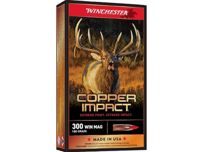 Winchester Copper Impact 300 Winchester Magnum Ammo 180 Grain Winchester Copper Impact Polymer Tip Lead Free Box of 20