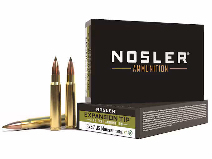Buy Nosler E-Tip 8x57mm JS Mauser (8mm Mauser) (323 Diameter) Ammo 180 Grain Nosler Expansion Tip (E-Tip) Polymer Tip Lead Free Box of 20