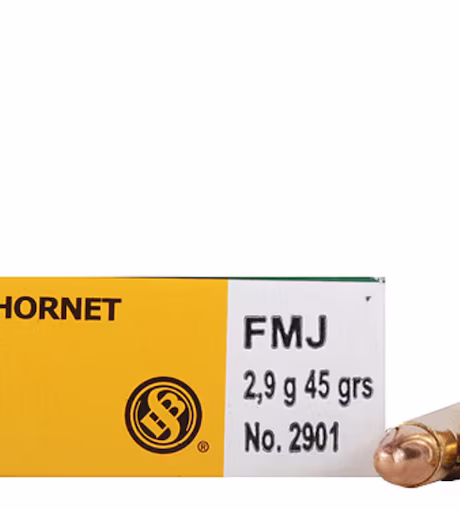 Buy Sellier & Bellot 22 Hornet Ammo 45 Grain Full Metal Jacket Box of 20
