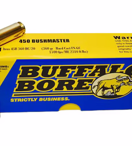 Buy Buffalo Bore 450 Bushmaster Ammo 360 Grain Hard Cast Lead Flat Nose Gas Check Box of 20